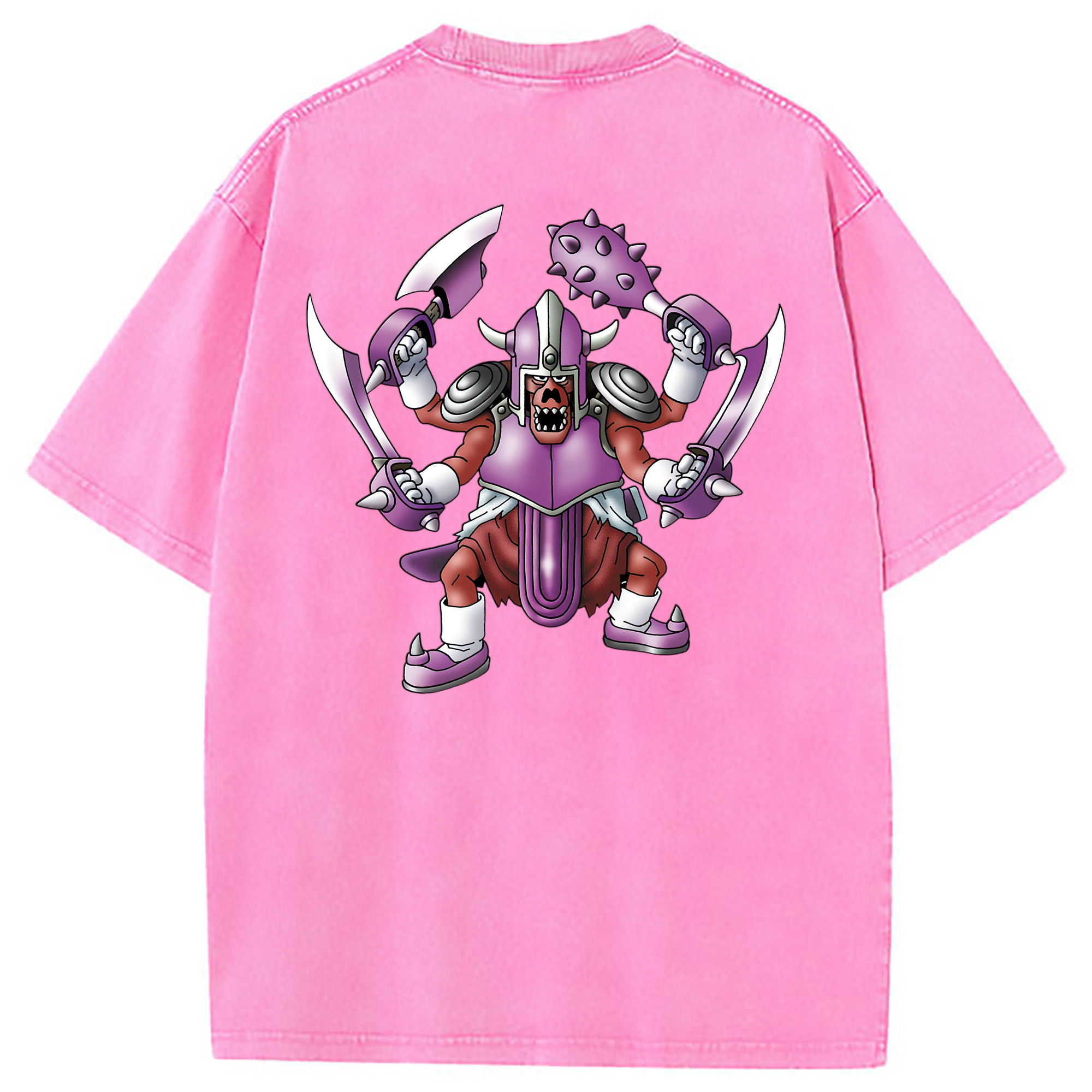 （画像用） ドラゴンクエスト Doragon Kuesuto Dragon Quest 綿100% ヴィンテージ風 半袖Tシャツ（背面プリント）